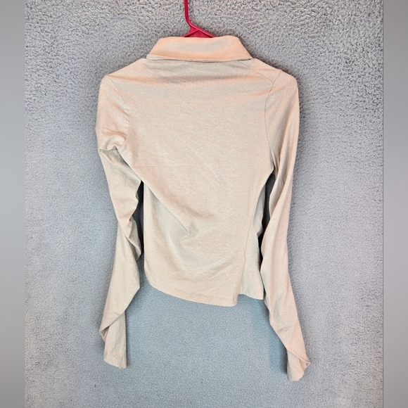 Anne Isabella Beige Asymmetrical Womens Shirt Sz S Button Front Long Sleeve - Picture 12 of 15